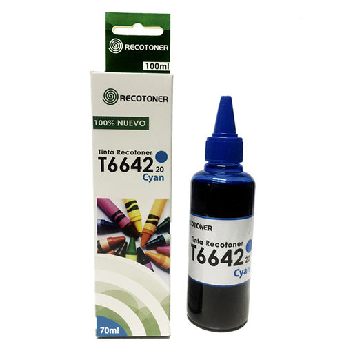 Tinta Botella Epson T664 Cyan - Recotoner.cl